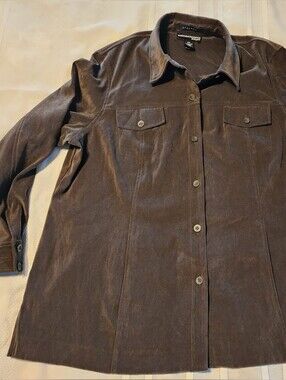 Norton McNaughton Dark Brown Button-Front Lightweight Shirt Jacket